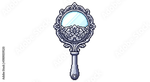 Antique Hand Mirror with Ornate Floral Design.