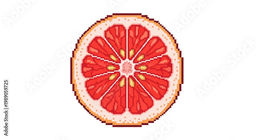 Close-up Slice of Juicy Pink Grapefruit Citrus Fruit.