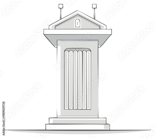 Architectural Podium Structure with Columns and Decorative Pediment for Speeches or Presentations