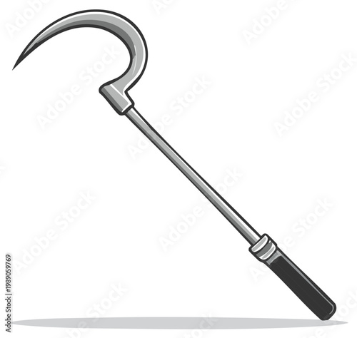 Illustrated sickle tool for harvesting crops, agriculture, or farming isolated