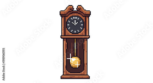 Antique Wooden Grandfather Clock with Pendulum.