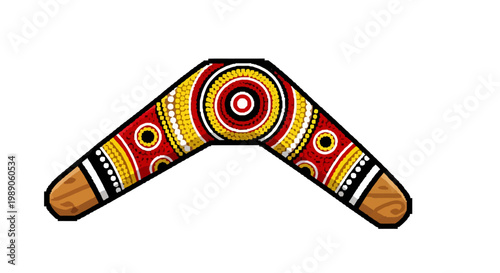 Australian Aboriginal Boomerang Indigenous Art Design.