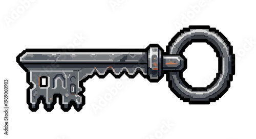 Antique Skeleton Key with Ornate Bit and Ring.