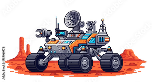 Advanced Mars Rover Exploration Vehicle with Scientific Instruments.