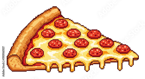 Delicious Pepperoni Pizza Slice with Melting Cheese.