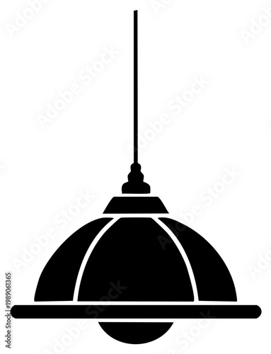 Silhouette illustration of a vintage pendant lamp in black. Hanging ceiling lamp.