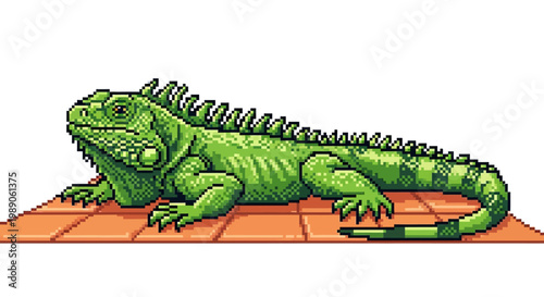 Detailed Illustration of a Green Iguana Reptile.