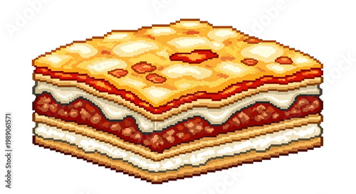 Delicious Pixel Art Lasagna Slice.