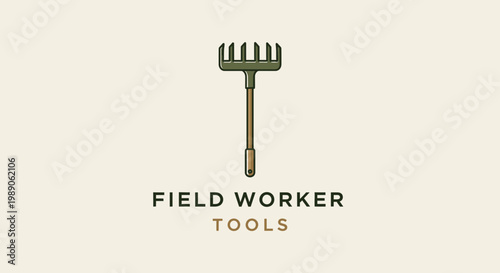 Green garden fork tool equipment.