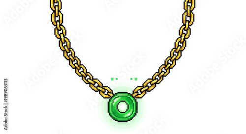 Elegant Gold Chain Necklace with Green Gemstone Pendant.
