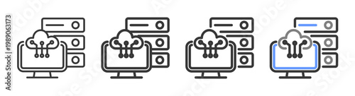 The Ultimate server Styles with Variations Line of icon set vector illustration   