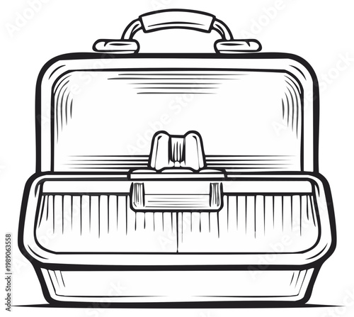 Retro Metal Lunch Box Open Vintage Style Illustration