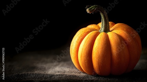 A small orange pumpkin on a dark background