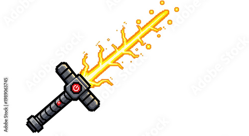 Fiery Energy Sword with Futuristic Hilt.