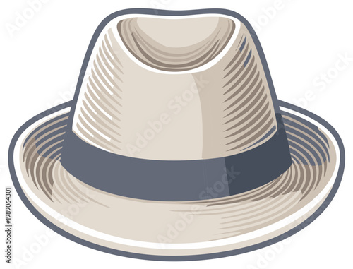 Classic Men's Panama Hat Illustration for Style and Elegance in Vector Design