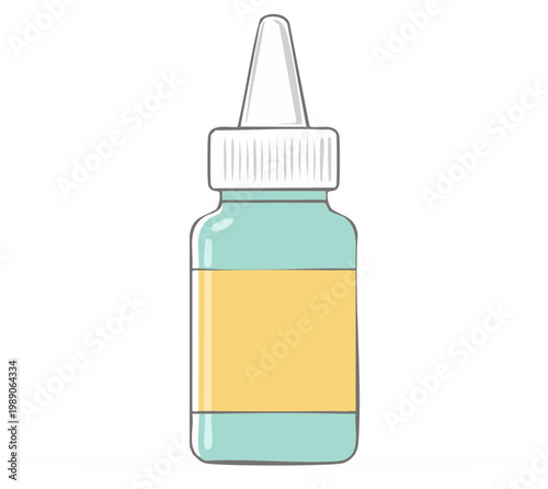Light Blue Glass Dropper Bottle with Yellow Label and White Cap