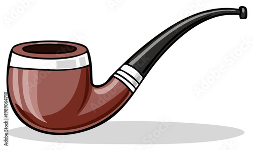 Isolated tobacco pipe illustration, retro style smoking equipment, nicotine addiction object