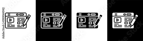 blogging white icon set design