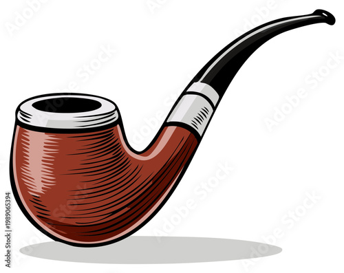 Classic Brown Tobacco Smoking Pipe Illustration Vintage Styled Smoking Accessory Art