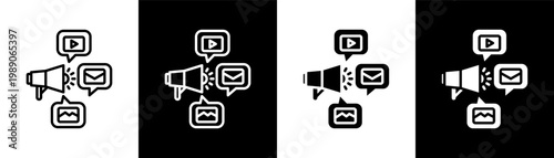 marketing white icon set design