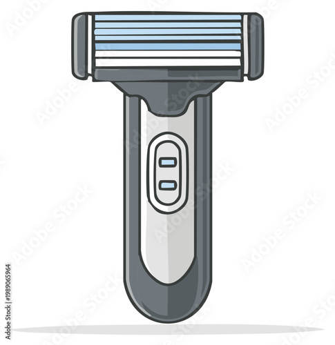 Stylized Razor Illustration with Shaving Head and Cartridge Blades for Personal Grooming