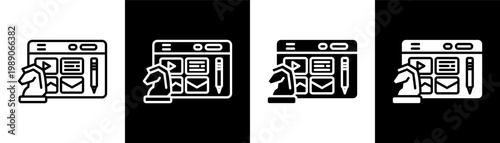 content strategy white icon set design