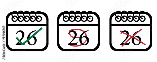 Koleksi ikon kalender dengan desain penandaan yang digambarkan tangan. Ikon kalender bervektorisasi datar dengan hari tertentu yang ditandai, hari ke 31.