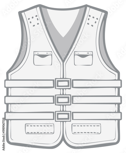 Illustration of a Life Vest. Safety gear concept for watersports or emergencies.