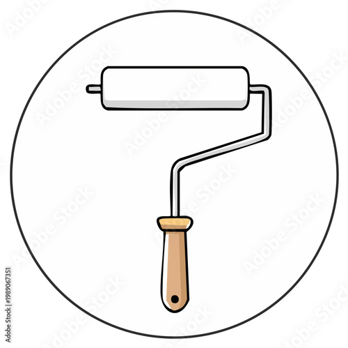 Cartoon Paint Roller Tool Vector Icon for Home Improvement Decoration