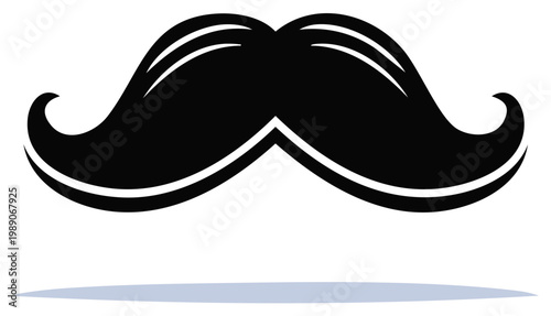 Distinguished gentleman's curled mustache classic retro style facial hair graphic illustration