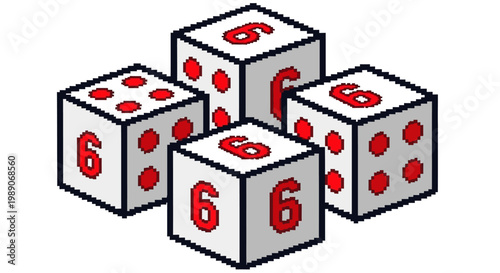 Four Dice Showing Sixes In A Row.