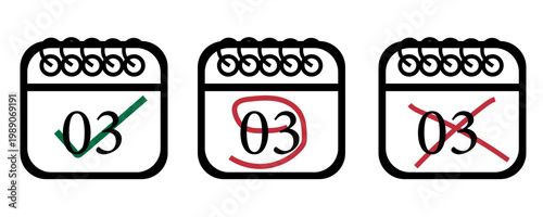 Koleksi ikon kalender dengan desain penandaan yang digambarkan tangan. Ikon kalender bervektorisasi datar dengan hari tertentu yang ditandai, hari ke 31.
