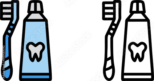 Toothbrush And Toothpaste Oral Hygiene Daily Care Illustration