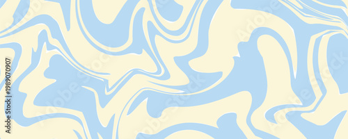 Abstrak Latar belakang abstrak bergelombang minimal dengan warna biru pastel dan krem, diilhami oleh gaya retro 60-an dan 70-an. desain modern