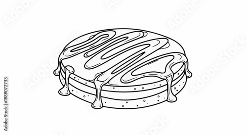 A delightful layered cake with a glossy topping and rich icing dripping down