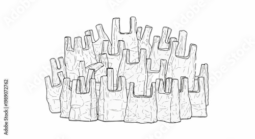 A dense cluster of crumpled plastic shopping bags