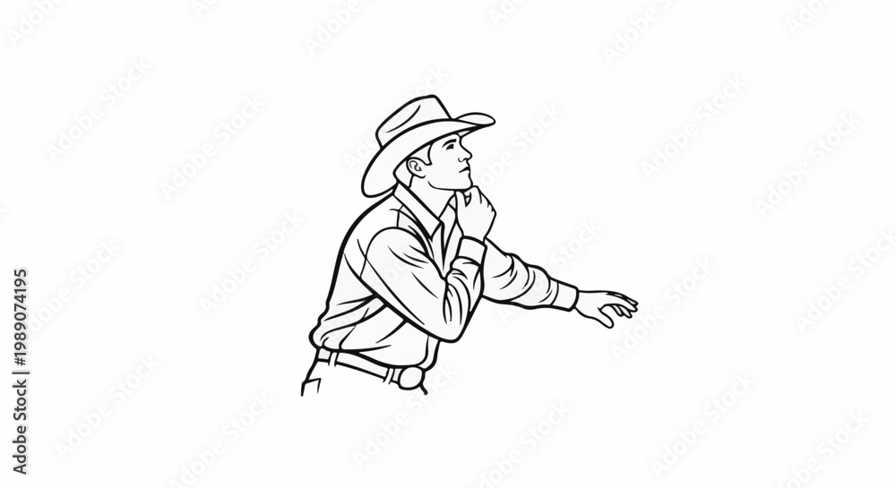 Fototapeta premium A man in a cowboy hat gestures thoughtfully