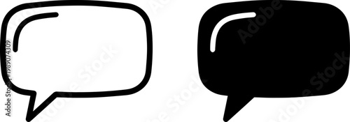 Contrasting speech bubbles with different fill styles to depict communication or dialogue