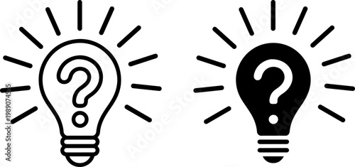 Illustrations of light bulbs with question marks symbolizing curiosity and problem-solving