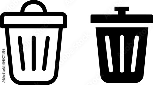 Comparison of open and closed waste bins with different lid designs