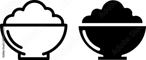 Comparison of a partially filled and completely filled rice bowl with steam