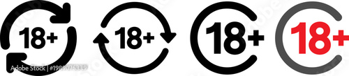 Variations of age restriction symbols for 18 and above content