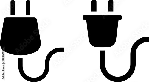 Two different types of electrical plugs connected by cables