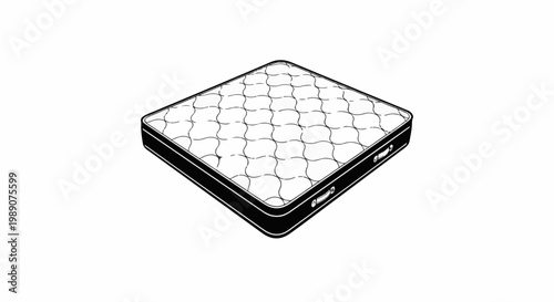 A quilted mattress with a wavy pattern on a white background