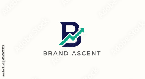 Sleek corporate logo design integrating a bold capital letter B with an upward-trending green arrow, symbolizing robust business growth, strategic market development, and brand advancement