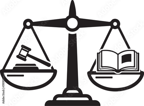 Law, justice, balance scale icon, legal, gavel, book
