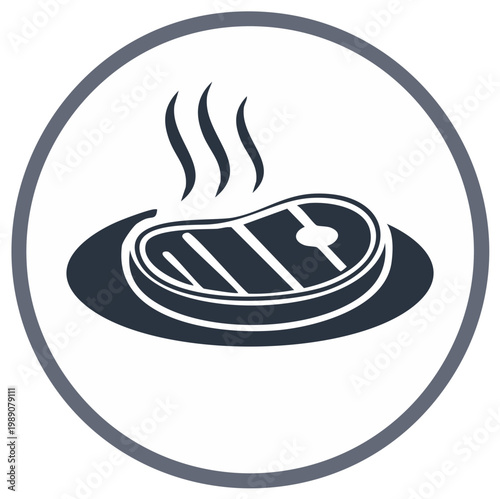 Hot Grilled Beef Steak on a Plate Food Icon Illustration