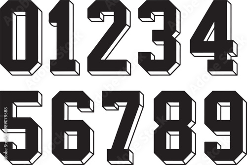 Vector numbers 0-9 on transparent background, 3D numeric set