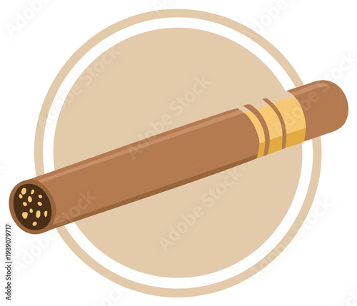 Classic brown cigar with a band, a vector icon for luxury and smoking concepts