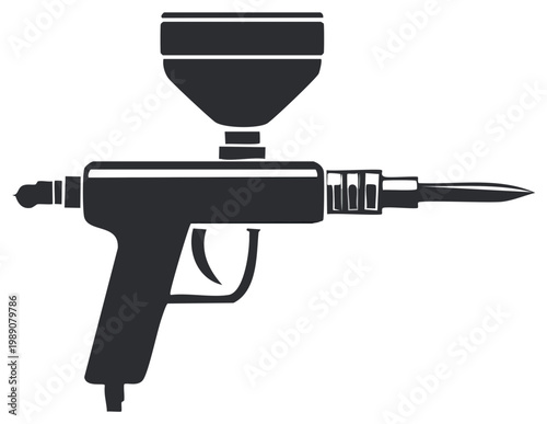 Airbrush Gun Illustration Industrial Painting Tool Spray Application Precision Equipment Icon Silhouette